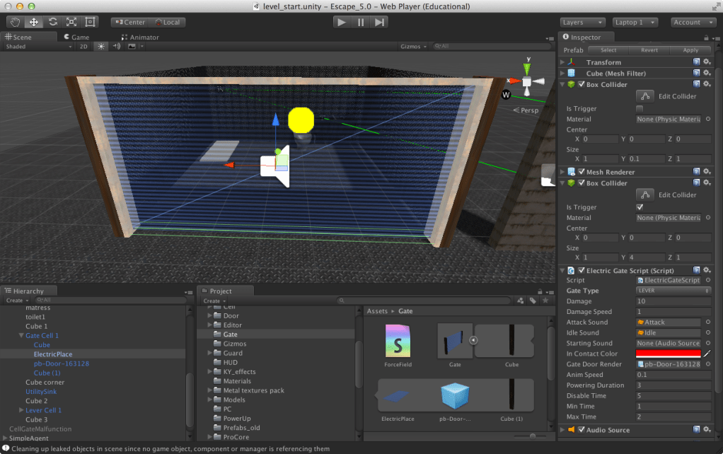 Force field gate script set-up and object