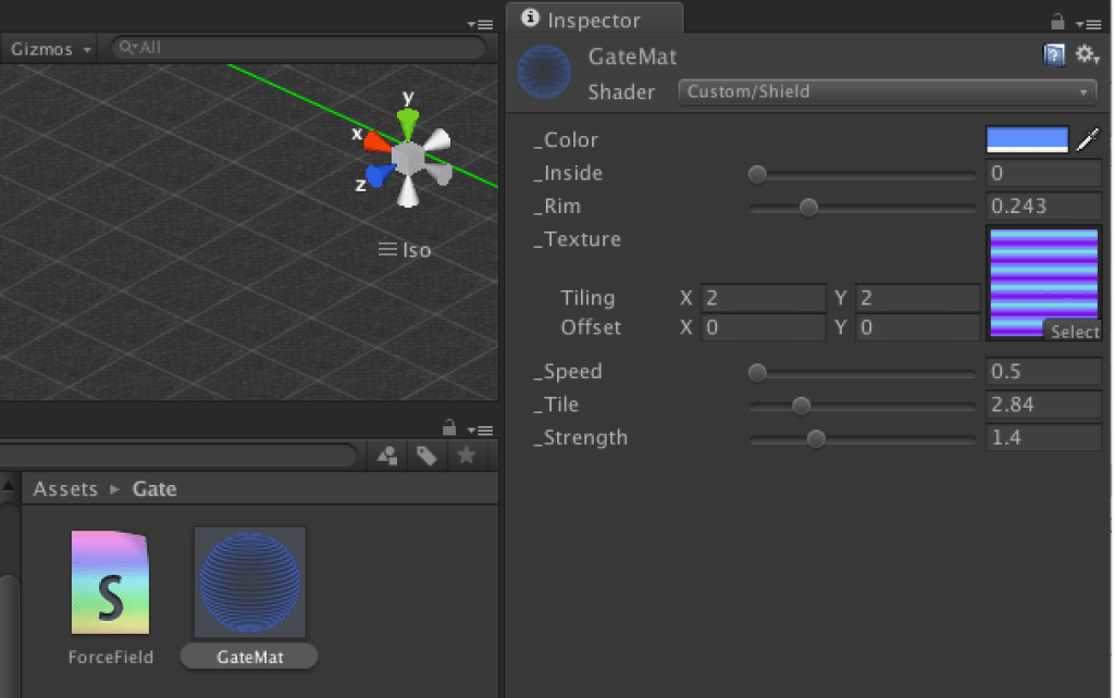 Force field material set-up.