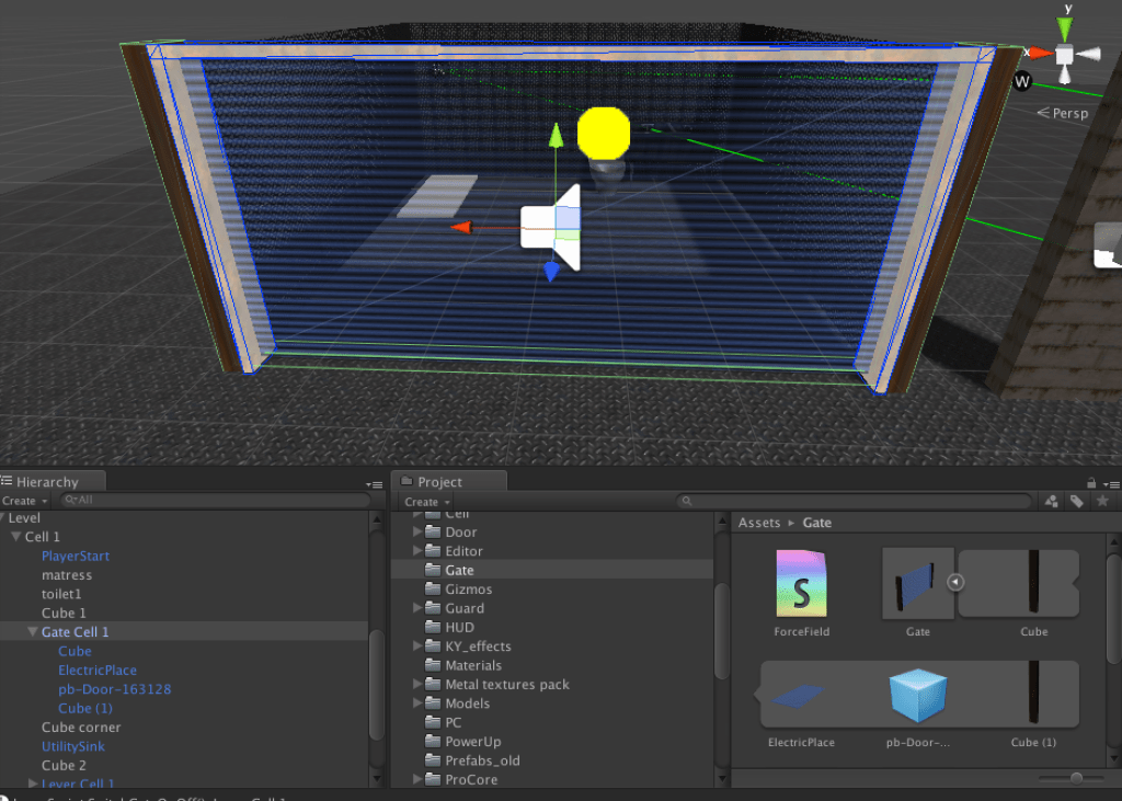 Force field gate game object